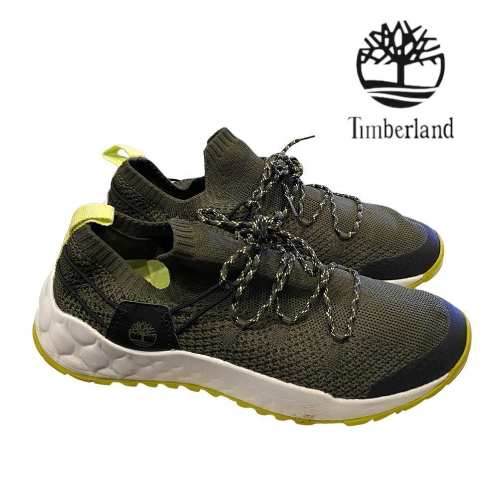 Timberland Men's Solar Wave Knit Grey Lime Sneakers 9.5